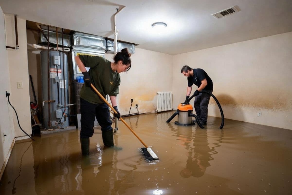 Basement flood cleanup and drying process